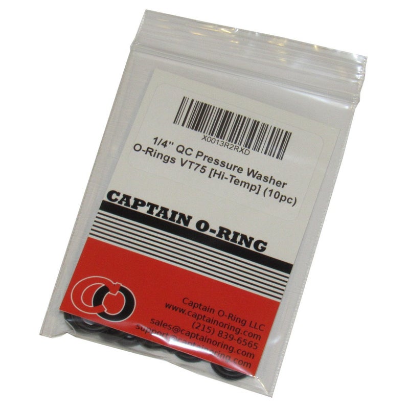 Captain O-Ring - Power Pressure Washer O-Rings for 1/4" Quick Coupler, High Temperature Viton FKM (10 Pack) - Image 3